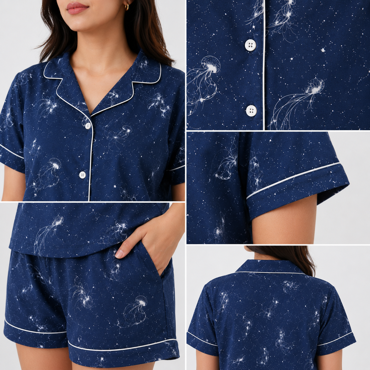 Dolphin Printed Cotton Shorts/Shirt Set | Women's Nightwear | AdoreRobe