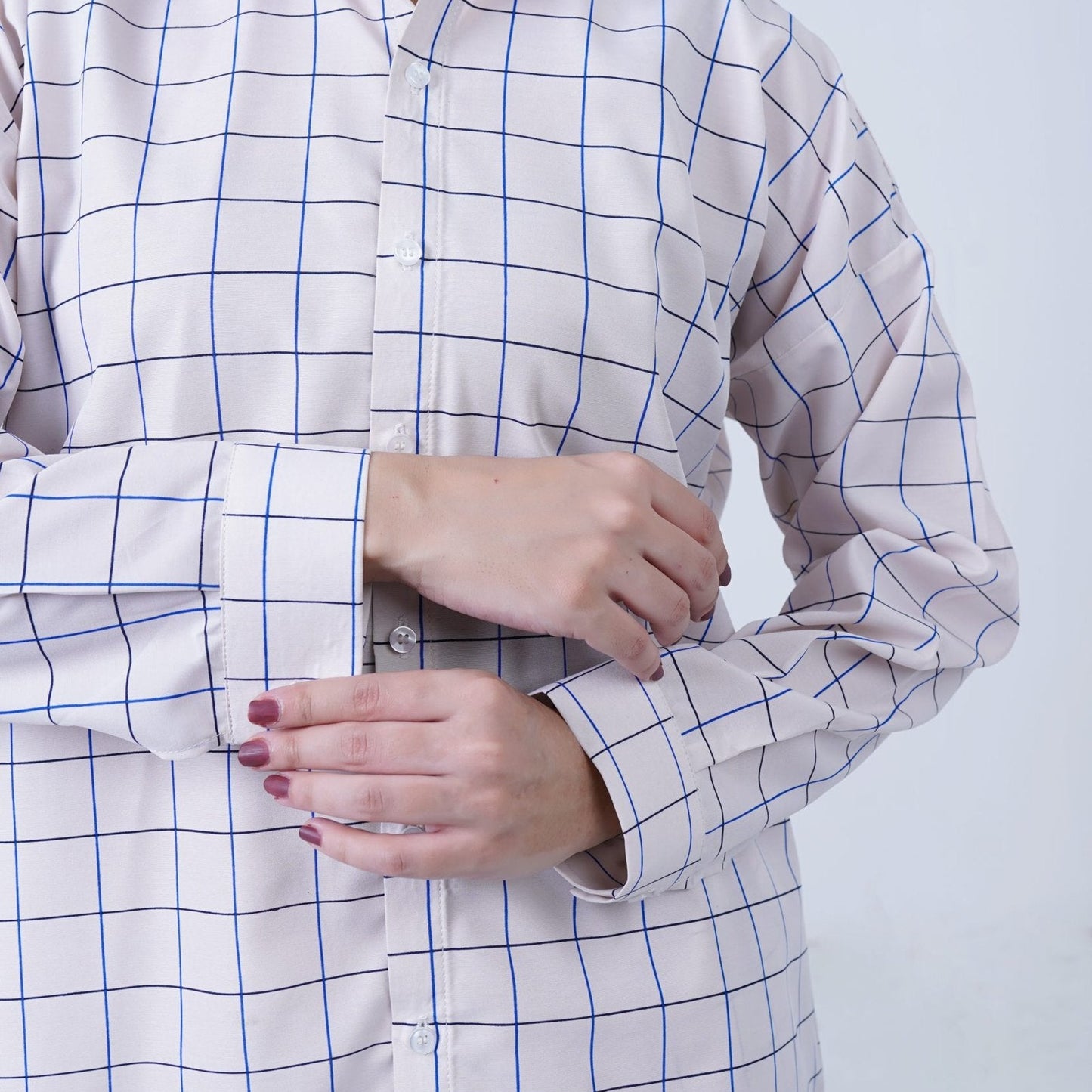 WHITE LUXURY cotton check printed | Women's Loungewear | AdoreRobe