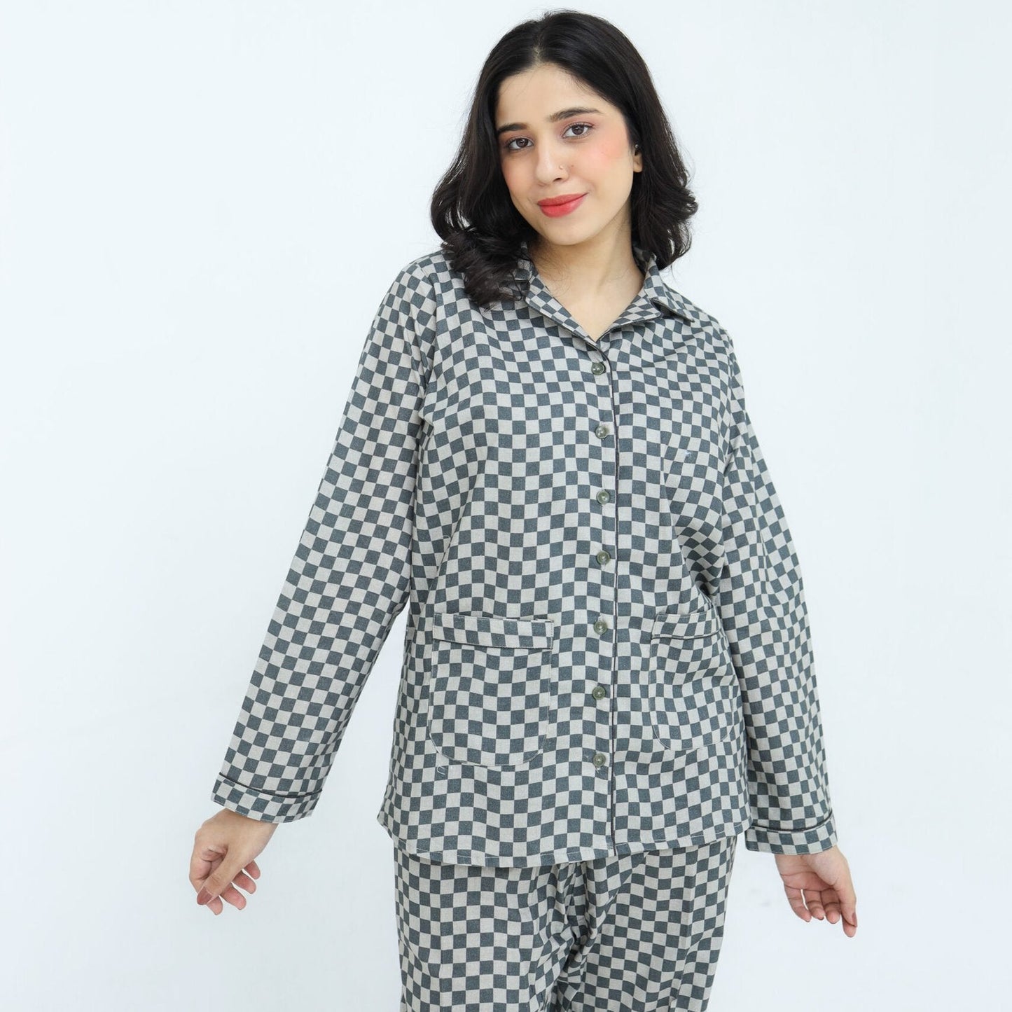 Grey Winter Cotton Gingham Check | Men's Nightwear | AdoreRobe