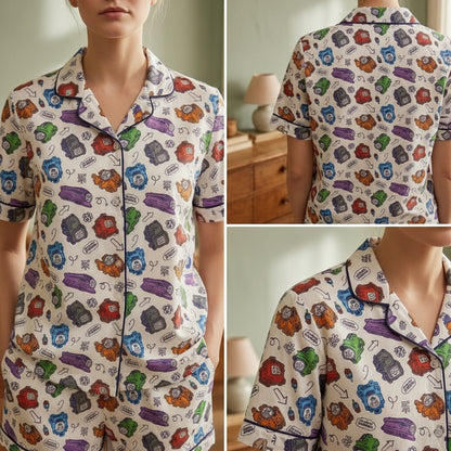 White Winter Cotton Toy Train Printed | Women's Nightwear | AdoreRobe
