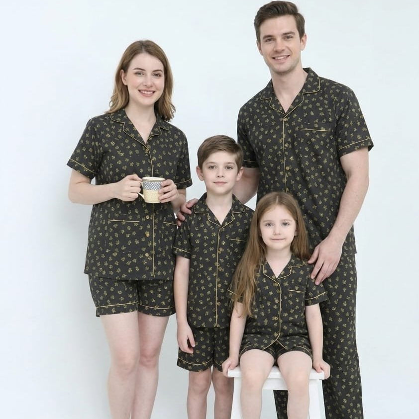 Black Winter Cotton Lady Bug Printed | Women's Nightwear | AdoreRobe