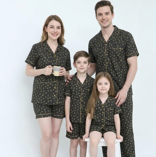 Black Winter Cotton Lady Bug Printed | Women's Nightwear | AdoreRobe