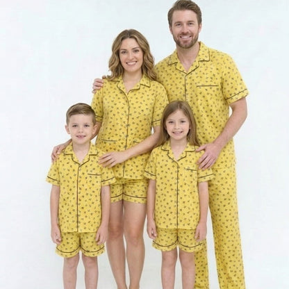 Yellow Winter Cotton Bee Printed | Women's Nightwear | AdoreRobe