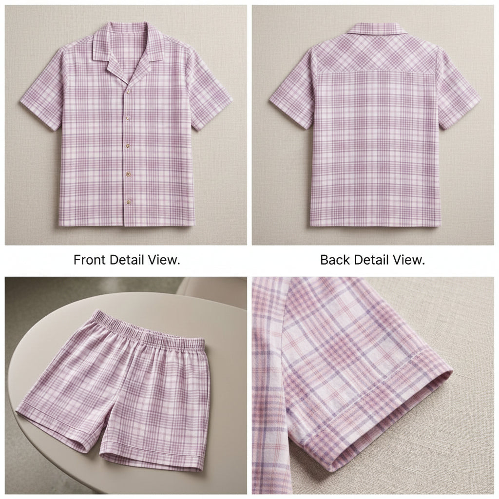 Lite Purple Cambric White Check | Women's Nightwear | AdoreRobe