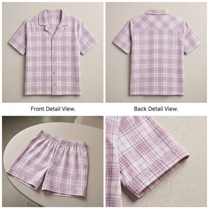 Lite Purple Cambric White Check | Women's Nightwear | AdoreRobe