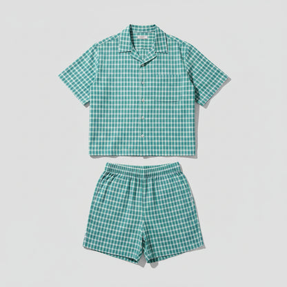 Sky Blue Cambric Midnight Check | Women's Nightwear | AdoreRobe