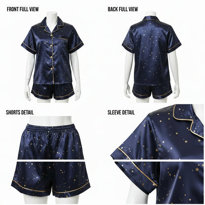 Royal Blue Cambric Sky Star Printed | Women's Nightwear | AdoreRobe