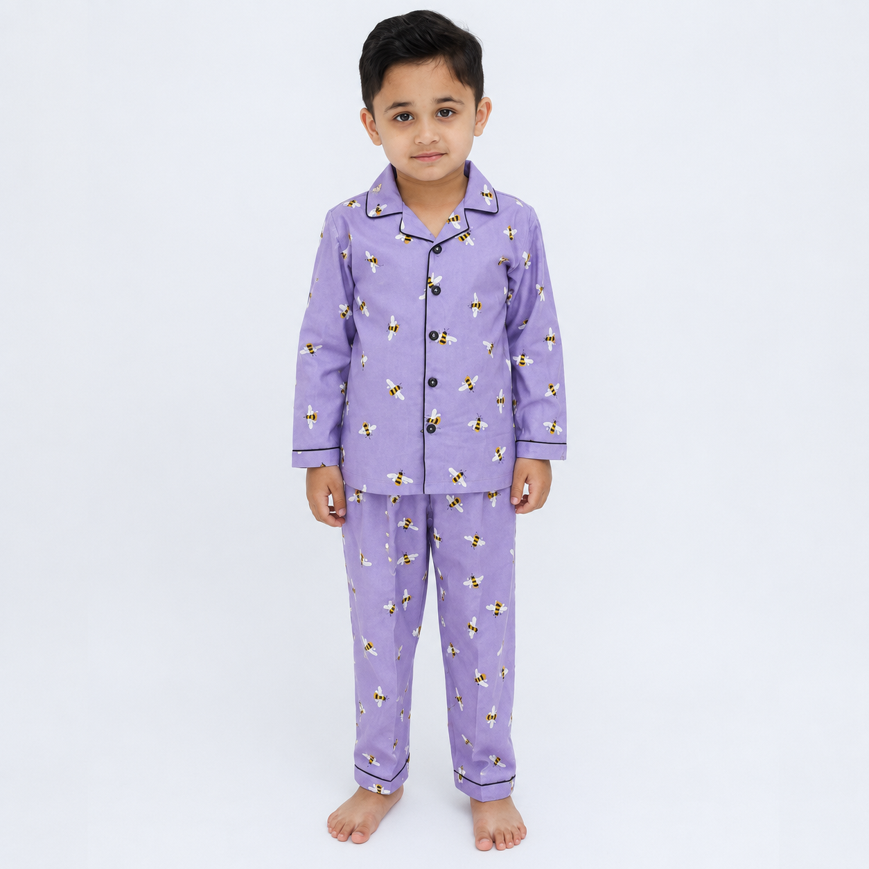 purple bee print winter cotton kids wear | Kids' Nightwear | AdoreRobe