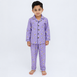 Lite Purple Winter Cotton Bee Printed PJ Set For Baby Boy
