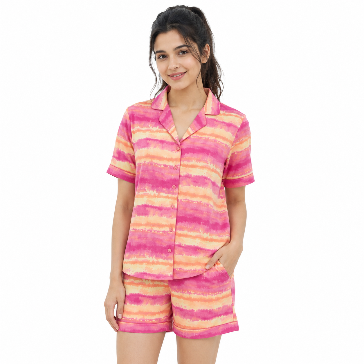 Sunset Bloom Cotton Short & Shirt Set for Women | AdoreRobe