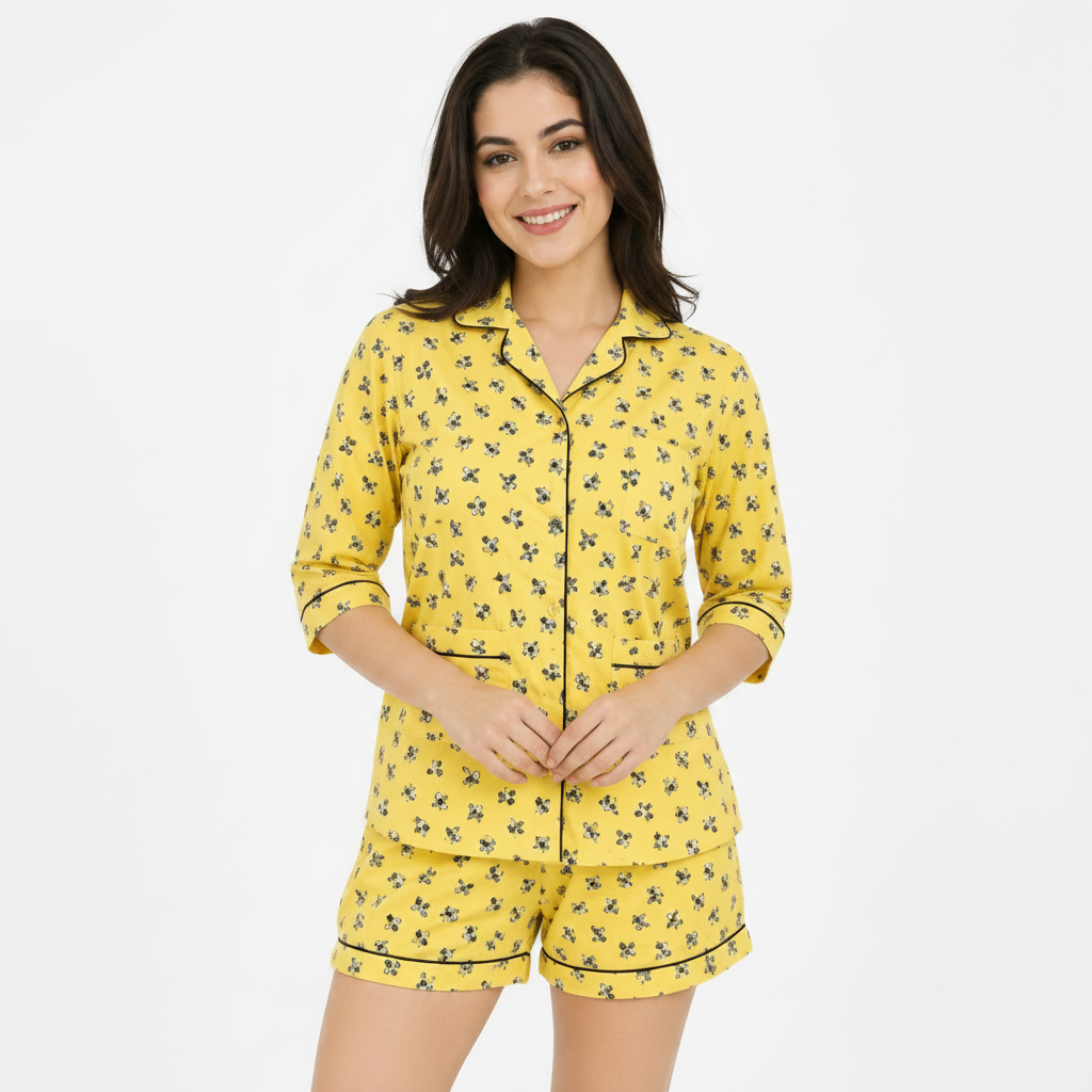 Bee Printed Cotton Shorts/Shirt Set | Women's Nightwear | AdoreRobe