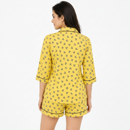 Bee Printed Cotton Shorts/Shirt Set | Women's Nightwear | AdoreRobe