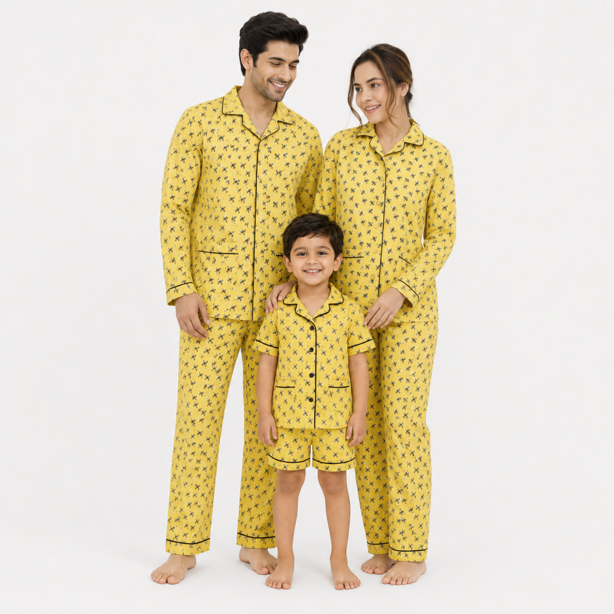 Yellow Winter Cotton Bee Printed PJ Set of 3
