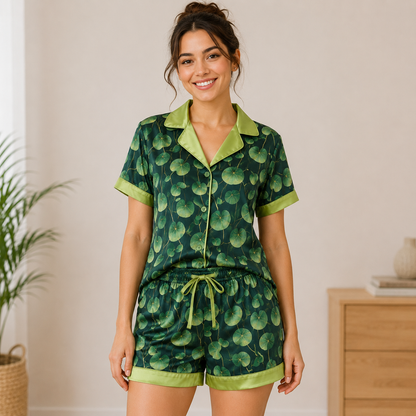 Green Glow Cambric Printed | Women's Nightwear | AdoreRobe