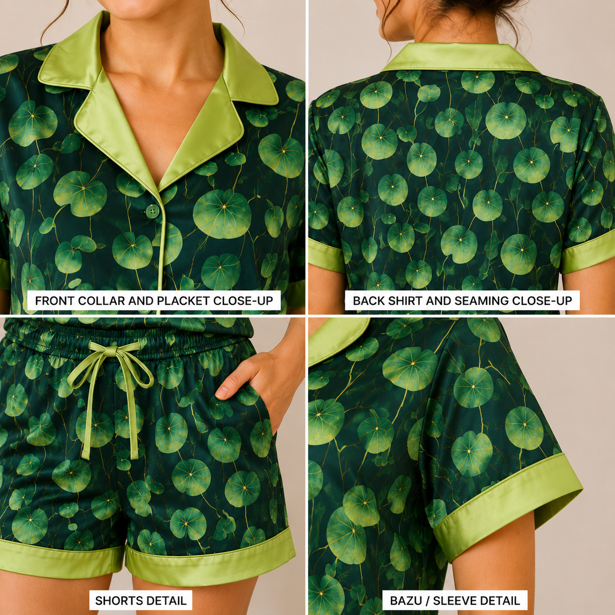 Green Glow Cambric Printed | Women's Nightwear | AdoreRobe