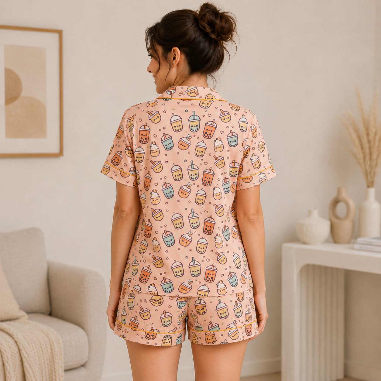 Peach Cambric Mug Printed | Women's Nightwear | AdoreRobe
