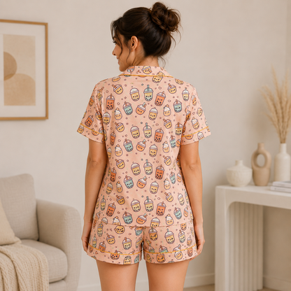 Peach Cambric Mug Printed | Women's Nightwear | AdoreRobe