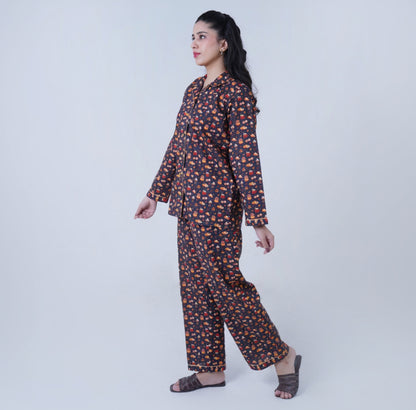 Base Blue Winter Cotton Food Printed | Women's Nightwear | AdoreRobe