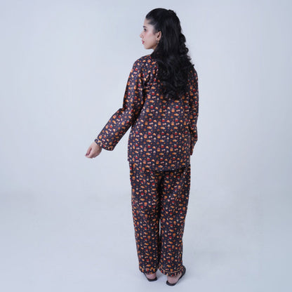 Base Blue Winter Cotton Food Printed | Women's Nightwear | AdoreRobe