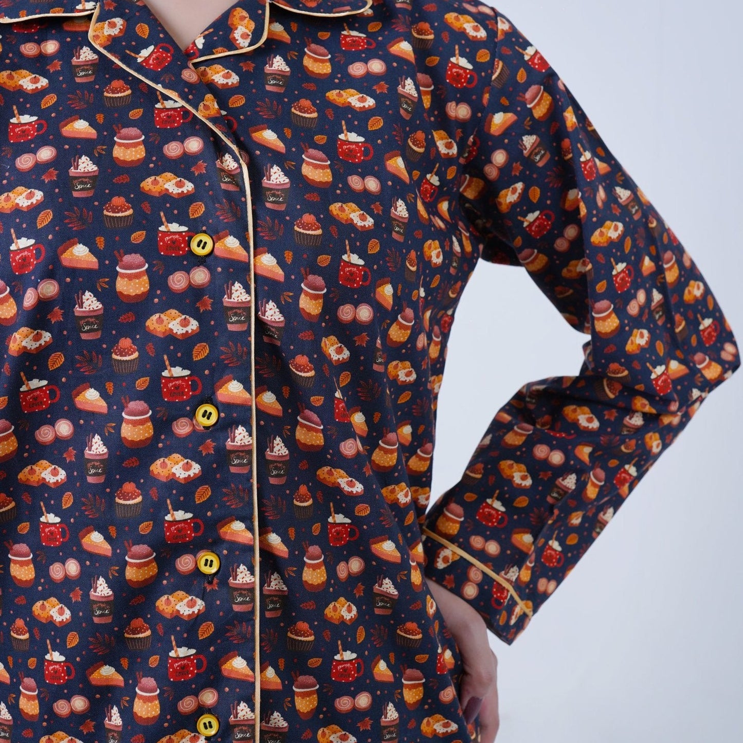 Base Blue Winter Cotton Food Printed | Women's Nightwear | AdoreRobe