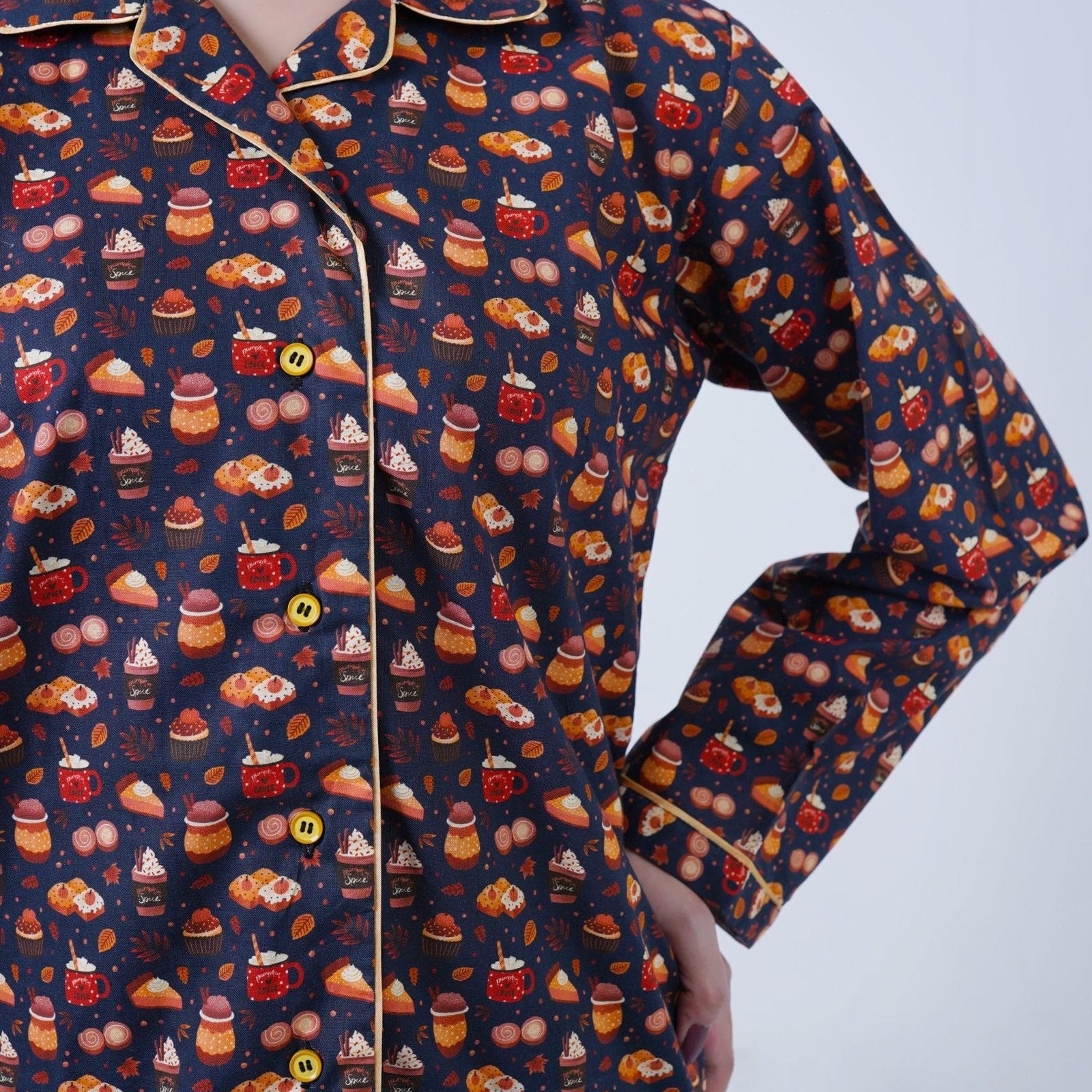 Base Blue Winter Cotton Food Printed | Women's Nightwear | AdoreRobe