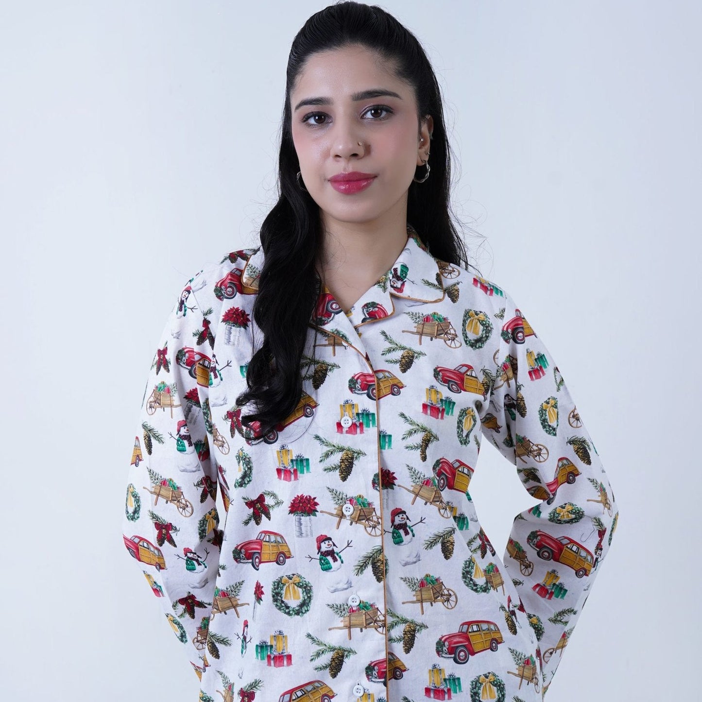 White Winter Cotton Chill Printed PJ | Men's Nightwear | AdoreRobe