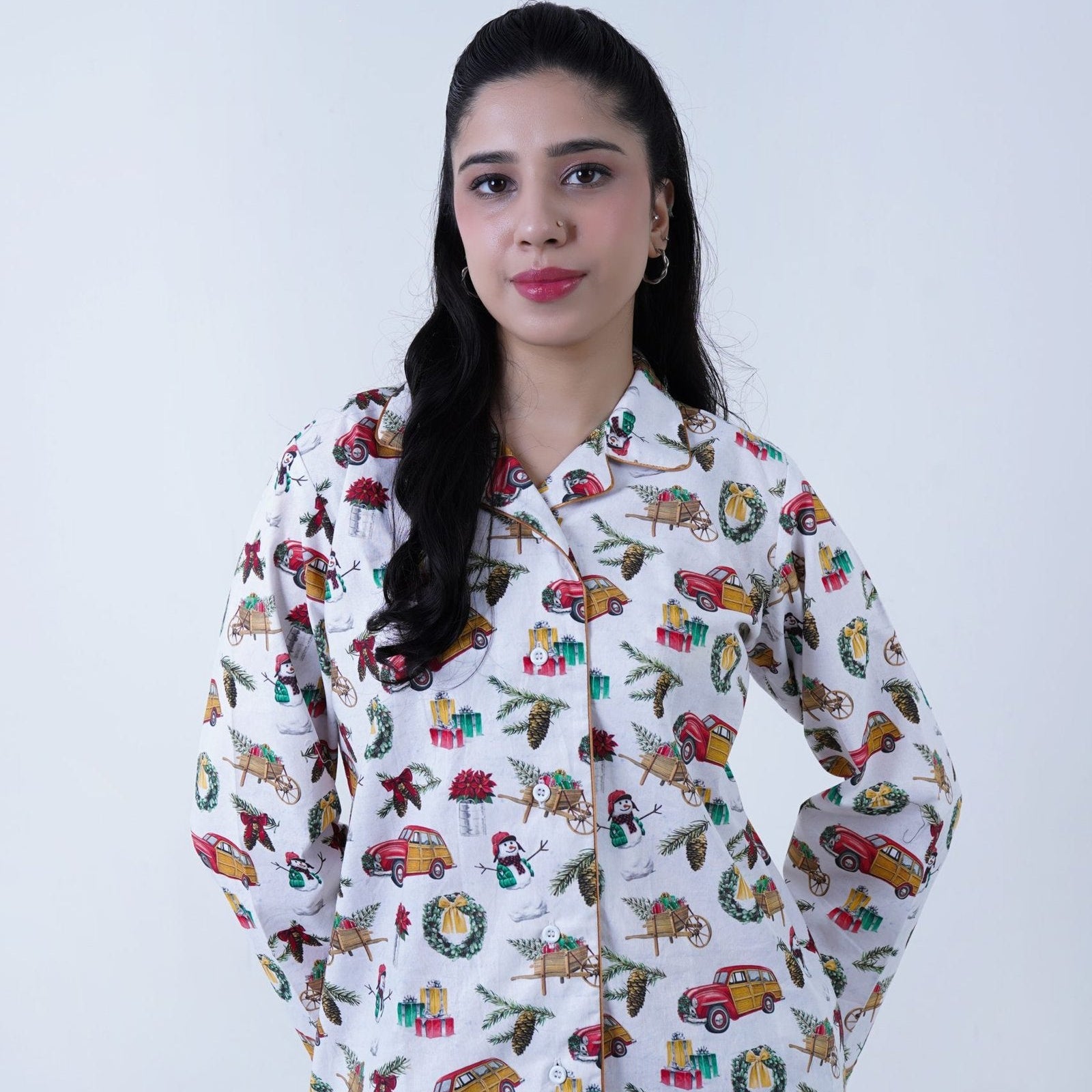 White Winter Cotton Chill Printed PJ | Men's Nightwear | AdoreRobe