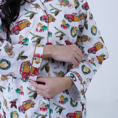 White Winter Cotton Chill Printed PJ | Men's Nightwear | AdoreRobe