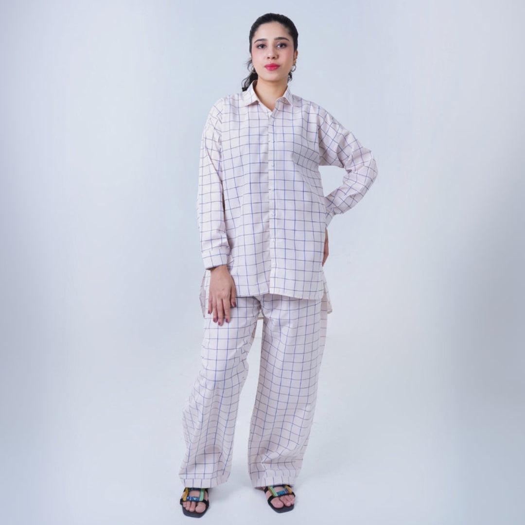 WHITE LUXURY cotton check printed | Women's Loungewear | AdoreRobe