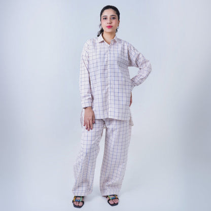 WHITE LUXURY cotton check printed | Women's Loungewear | AdoreRobe