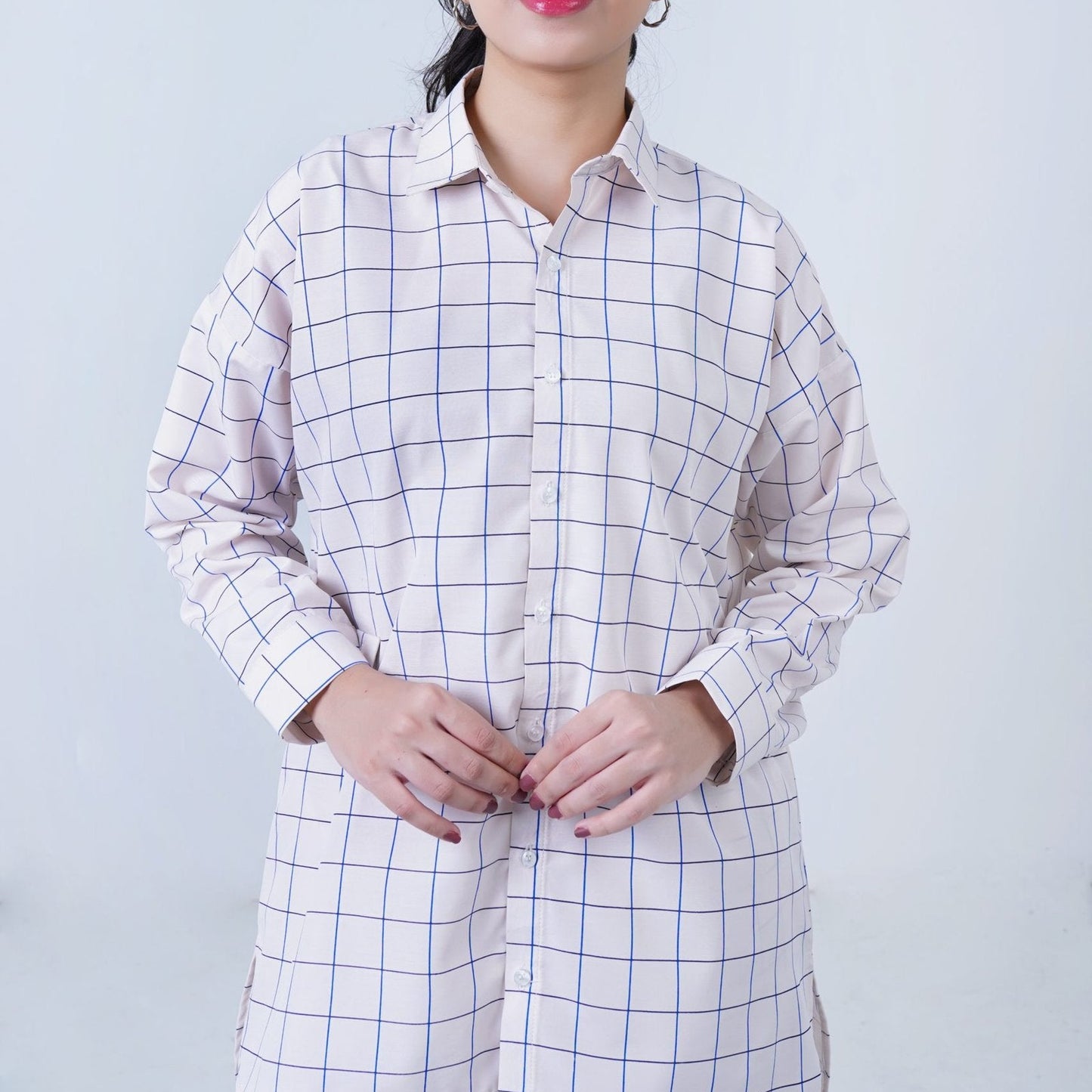 WHITE LUXURY cotton check printed | Women's Loungewear | AdoreRobe