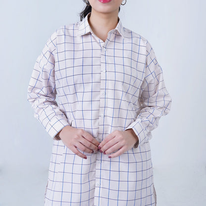 WHITE LUXURY cotton check printed | Women's Loungewear | AdoreRobe