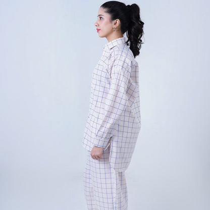 WHITE LUXURY cotton check printed | Women's Loungewear | AdoreRobe