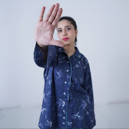 Dolphin Printed Cotton PJ Set | Women's Nightwear | AdoreRobe