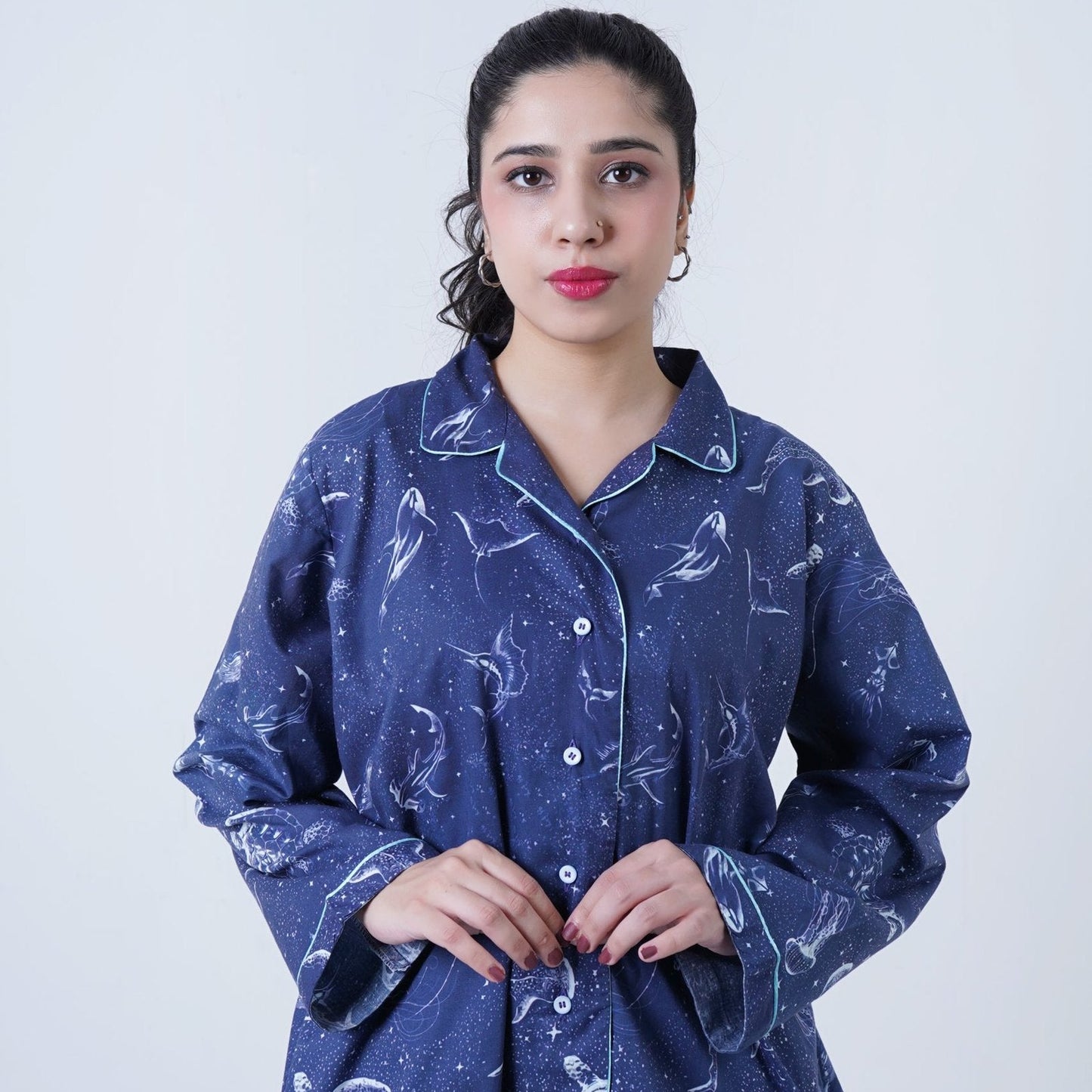 Dolphin Printed Cotton PJ Set | Women's Nightwear | AdoreRobe