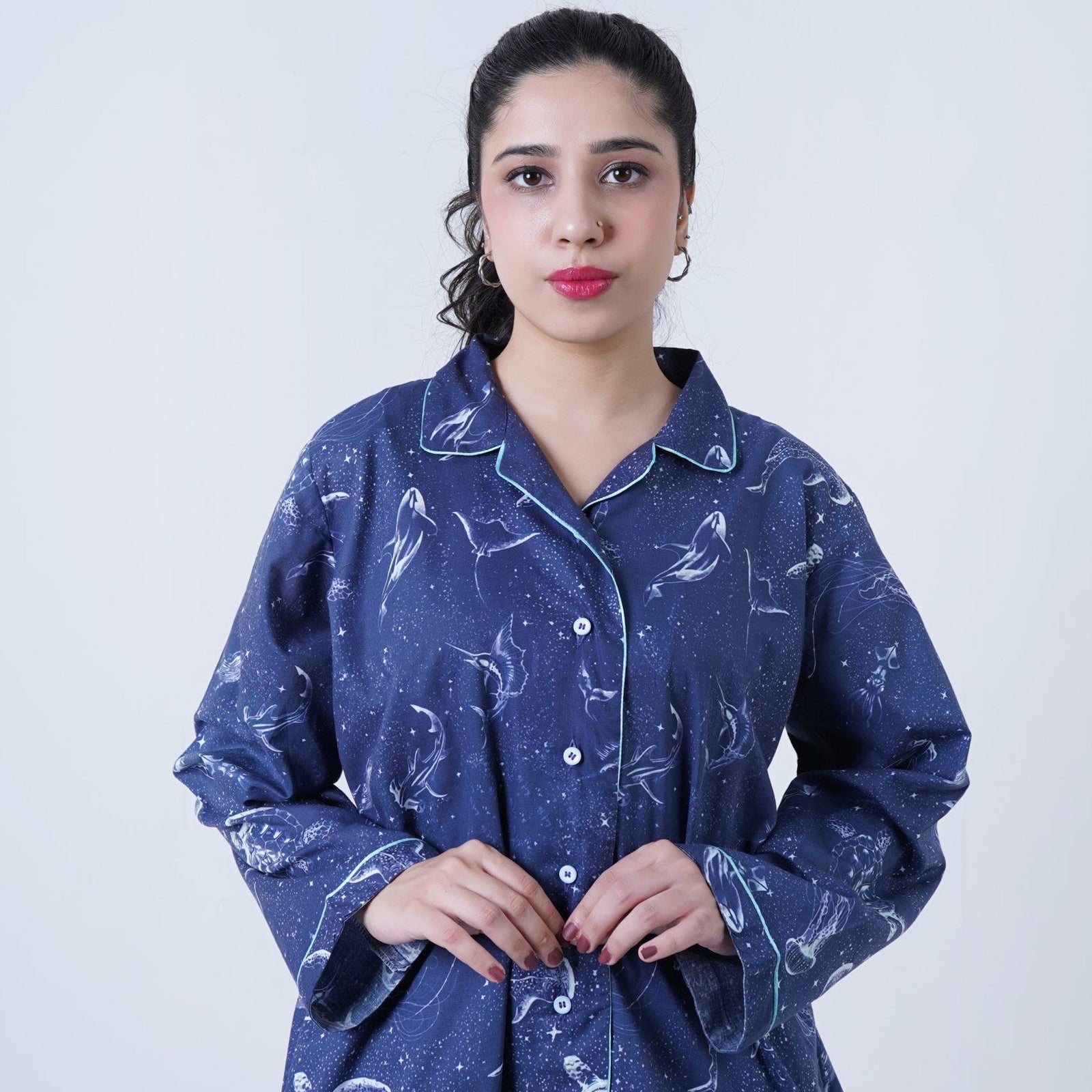 Dolphin Printed Cotton PJ Set | Women's Nightwear | AdoreRobe