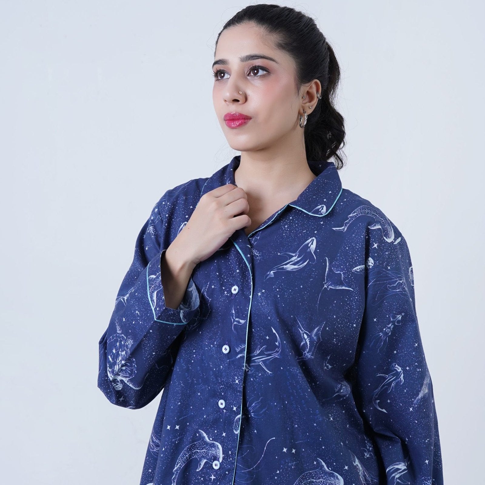 Dolphin Printed Cotton PJ Set | Women's Nightwear | AdoreRobe