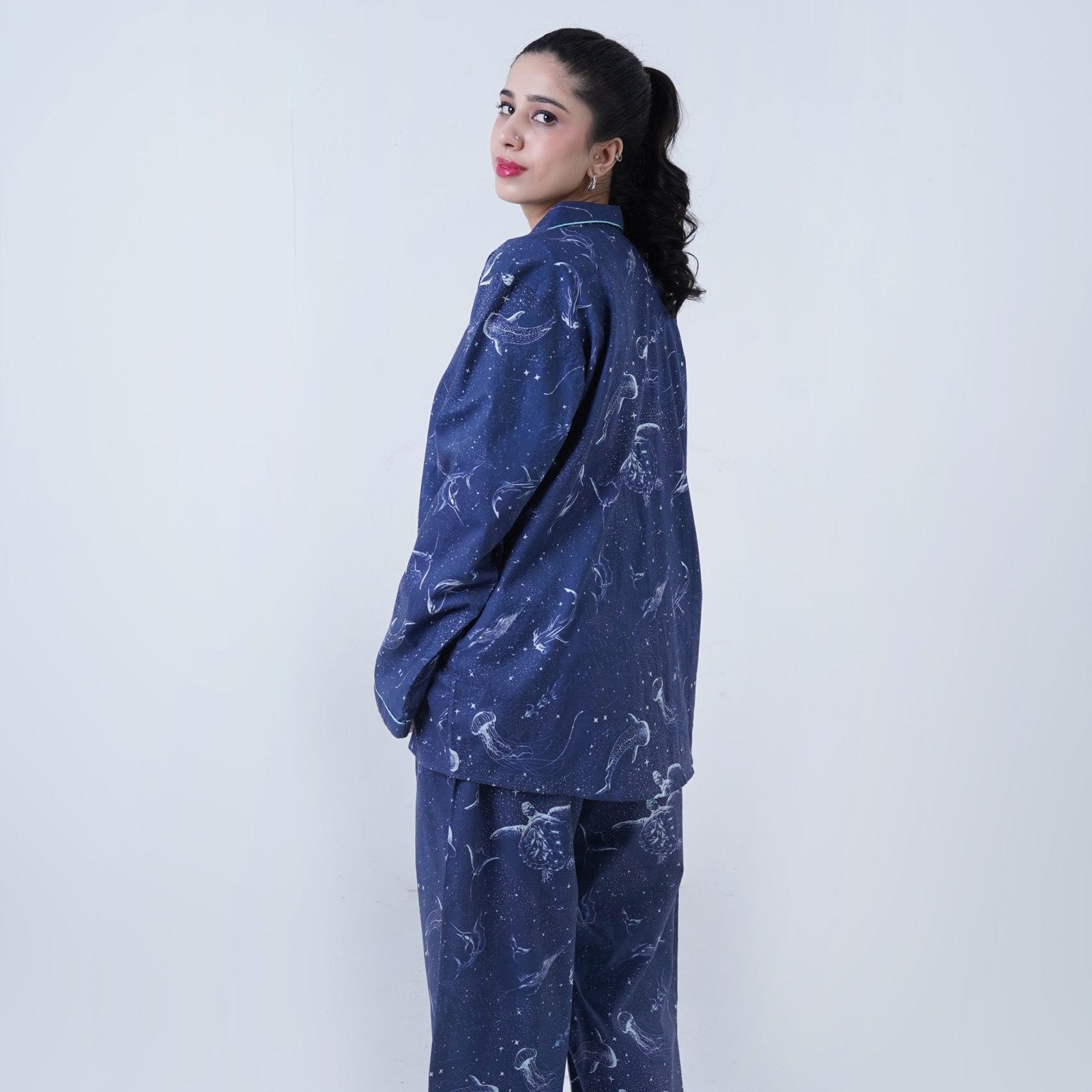 Dolphin Printed Cotton PJ Set | Women's Nightwear | AdoreRobe