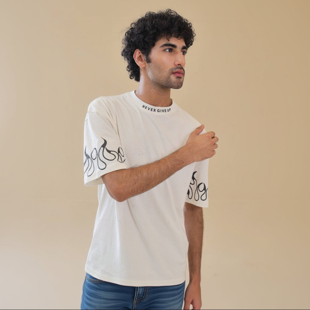 Unisex Drop Shoulder Never Give-up | Unisex T-Shirt | AdoreRobe