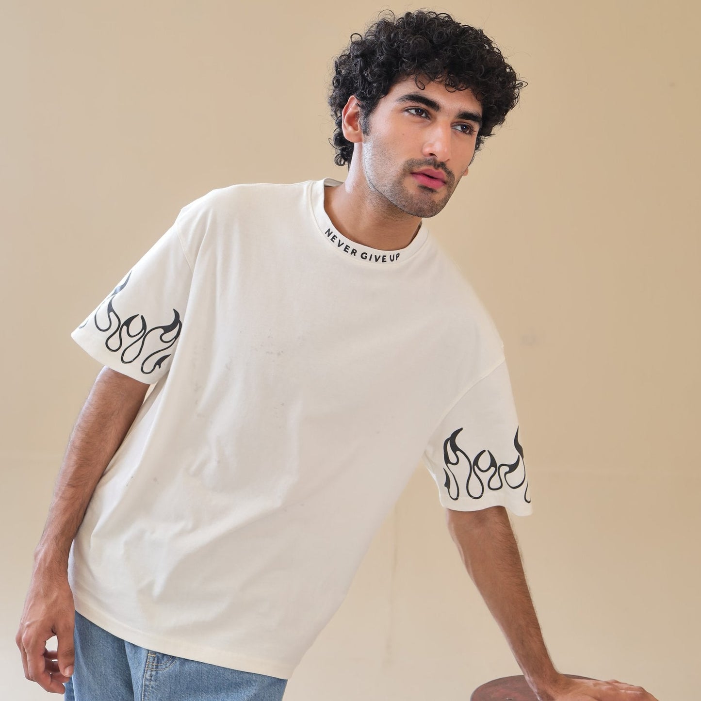 Unisex Drop Shoulder Never Give-up | Unisex T-Shirt | AdoreRobe