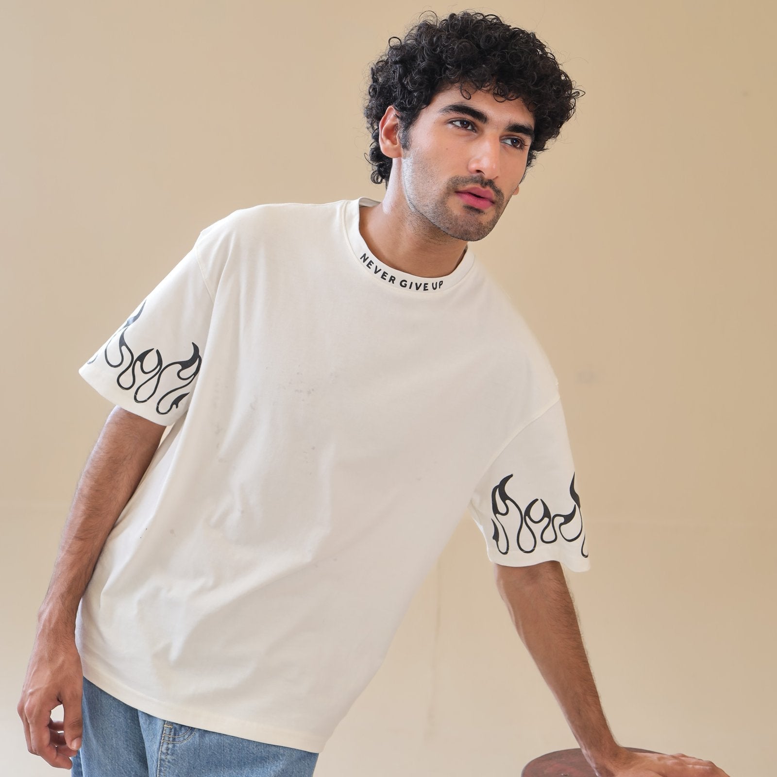 Unisex Drop Shoulder Never Give-up | Unisex T-Shirt | AdoreRobe