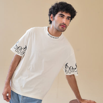Unisex Drop Shoulder Never Give-up | Unisex T-Shirt | AdoreRobe