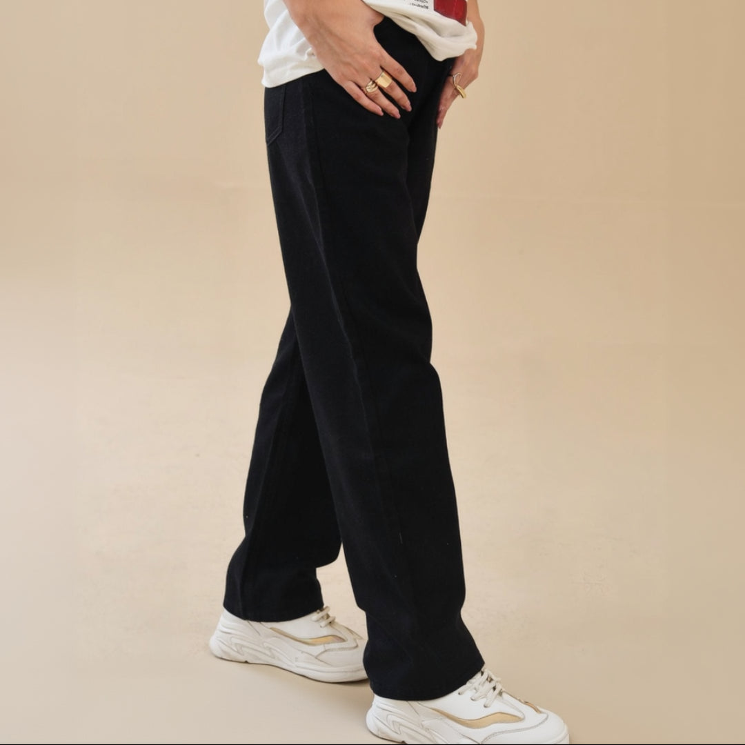 Unisex loose Fit Black Jeans 100% Cotton, | Unisex Jeans | AdoreRobe