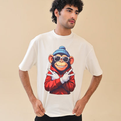 Unisex Drop Shoulder Monkey T-Shirt 100% | Unisex T-Shirt | AdoreRobe