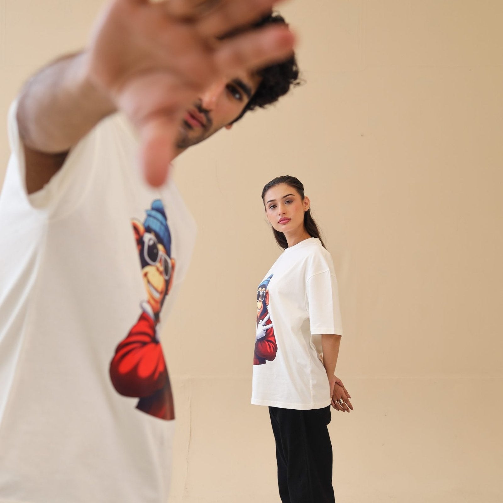 Unisex Drop Shoulder Monkey T-Shirt 100% | Unisex T-Shirt | AdoreRobe
