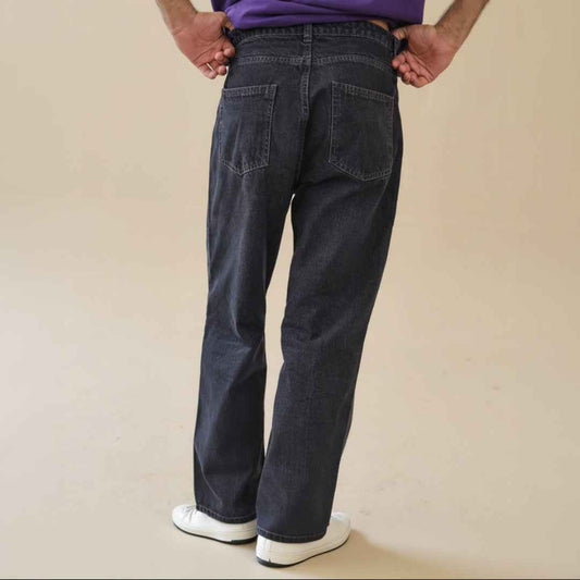 Unisex loose Fit Grey Jeans 100% Cotton, Dark Grey