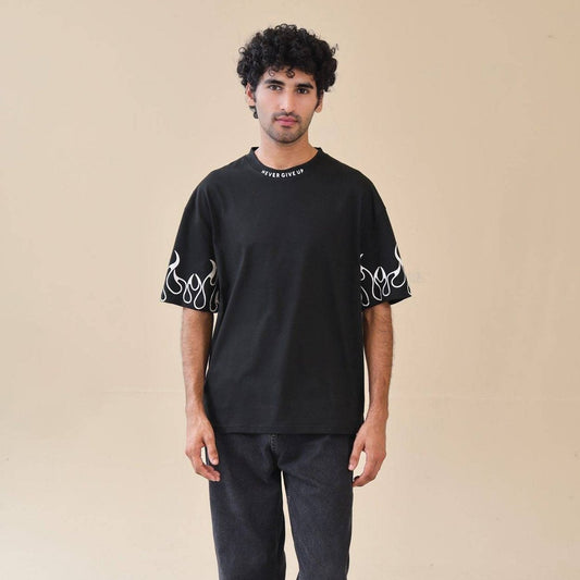 Unisex Drop Shoulder Never Give-up | Unisex T-Shirt | AdoreRobe