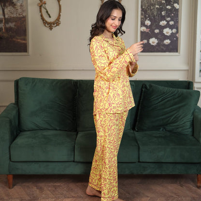 Yellow Cambric Hellow Kitty Printed PJ | Men's Nightwear | AdoreRobe