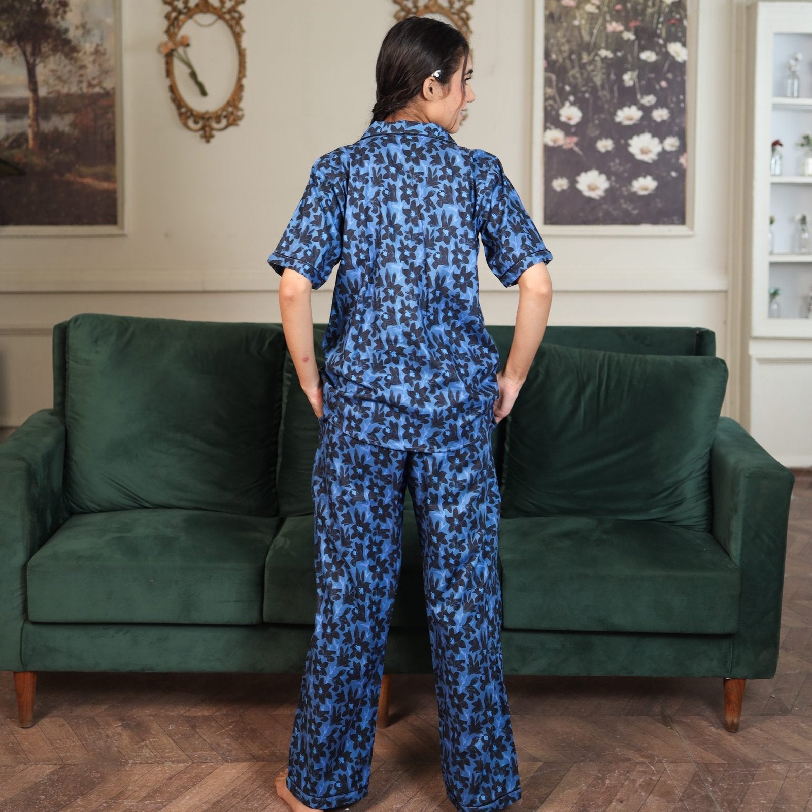 Blue Cambric Starry Bloom Printed PJ | Men's Nightwear | AdoreRobe