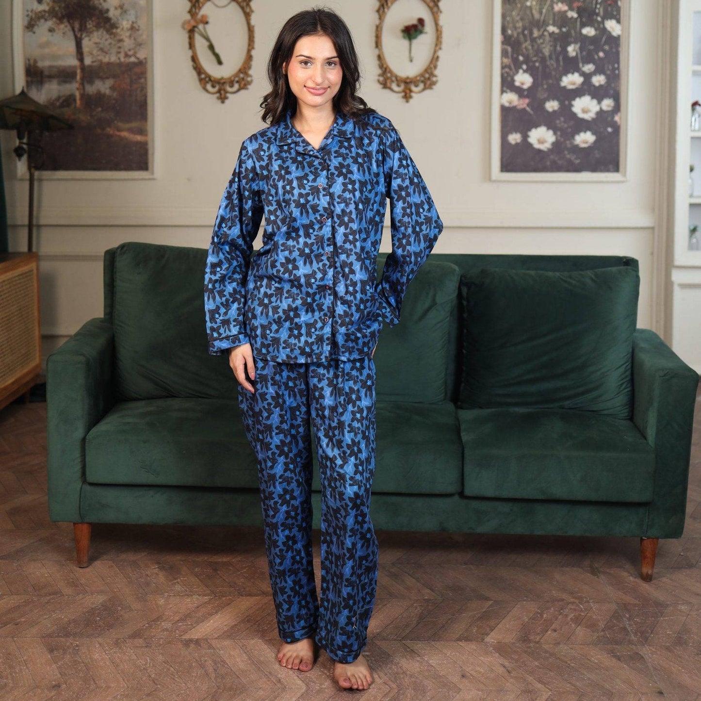 Blue Cambric Starry Bloom Printed PJ | Men's Nightwear | AdoreRobe